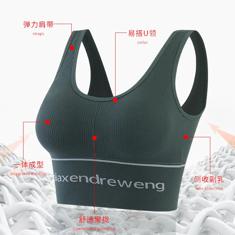 Letter Sports Bras Women Push Up Solid Sports Bra Jogging Gym Women Sports Bra Girl Underwear Fitness Running Yoga Sport Tops