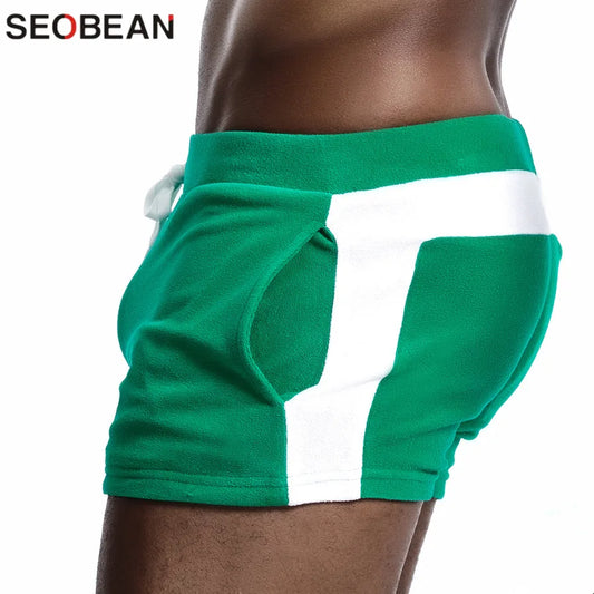 SEOBEAN Men Homewear Shorts Sexy Low Waist Cotton Super Soft Comfortable Home Male Panties Boxer Shorts Casual Short Pants