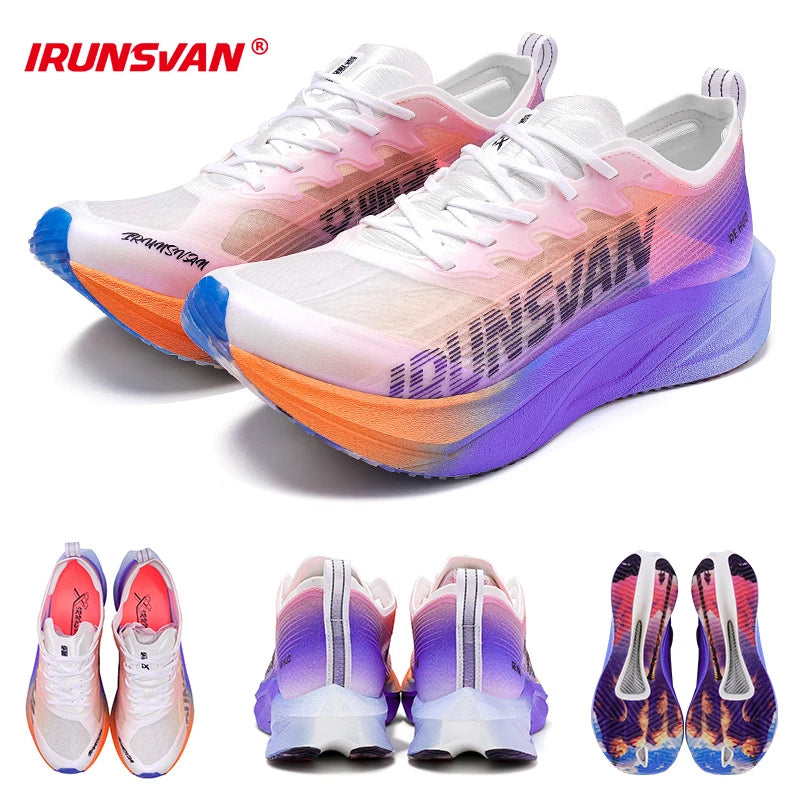 IRUNSVAN HEAT 2.0 Carbon Plate Sneakers Marathon Racing Professional Running Shoes Men Athletic Training Sport Shoes