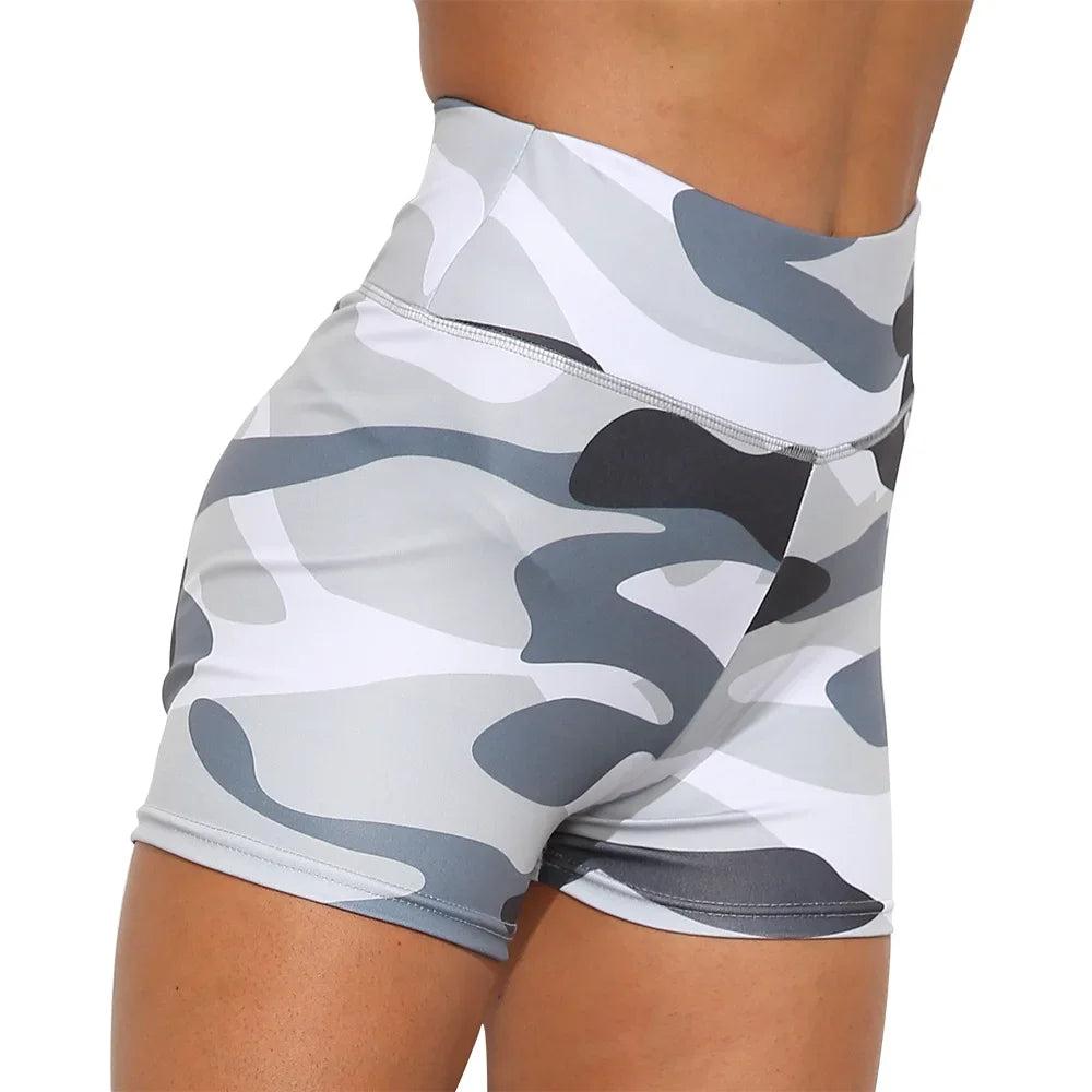 Camouflage Print Sports Running Push Up Yoga Short Pants Gym Workout Fitness Sexy Biker Booty Scrunch Hot Shorts Women Leggings