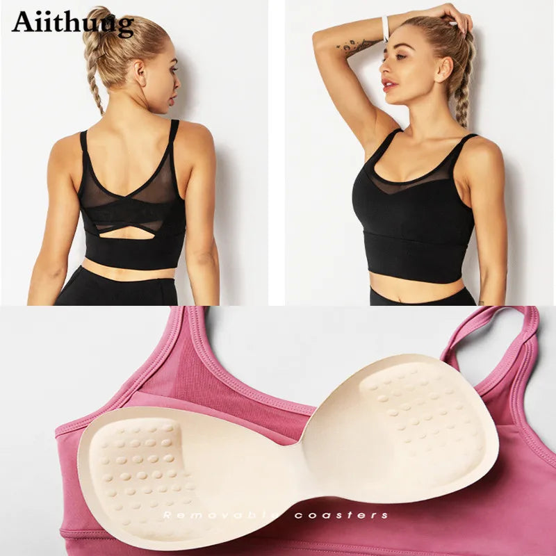 Aiithuug Yoga Bras Fitness Shirts Running Tops Sports Bras Gym Workout Crop Top Yoga Crop Tops Fitness Tank Top Running Bra