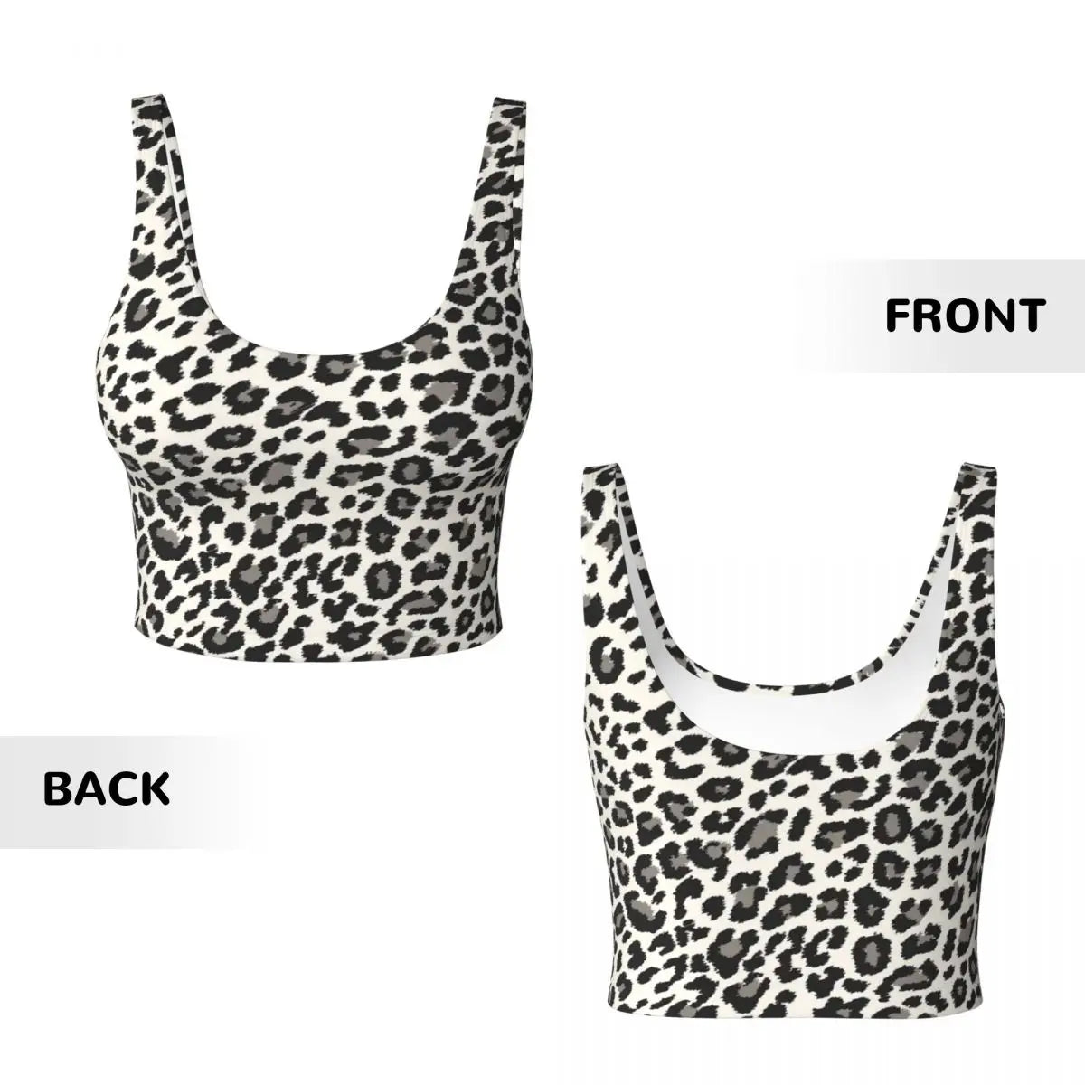 Custom Tropical Wild Animal Leopard Sports Bra for Women Animal Fur Skin Texture High Impact Workout Yoga Crop Top