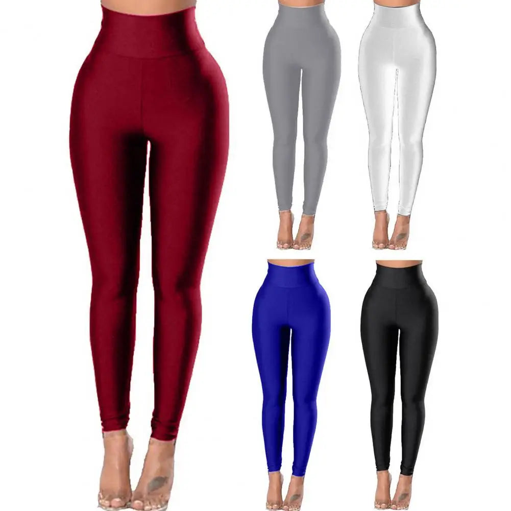 Running Pants Shiny Solid Pants Sexy Elastic High Waist Sweatpants Tights Sexy Women Yoga Pants Sportswear Leggings Women