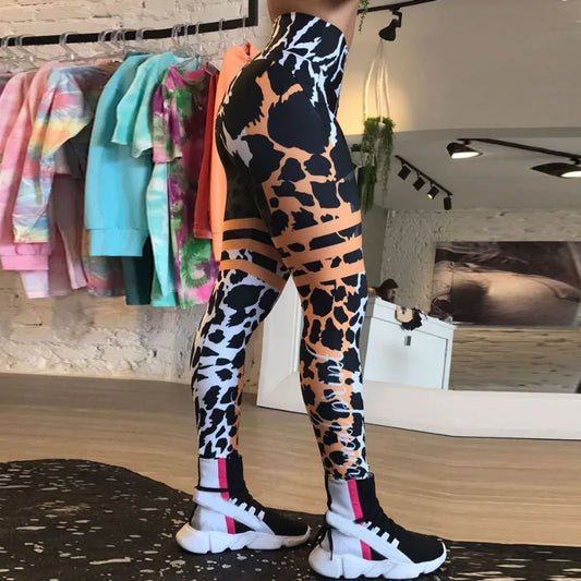 Leopard Stripe 3D Print Women's Pants Push Up Running Sports Leggings Slim Pants Female Casual Trousers Fitness Leggings Women