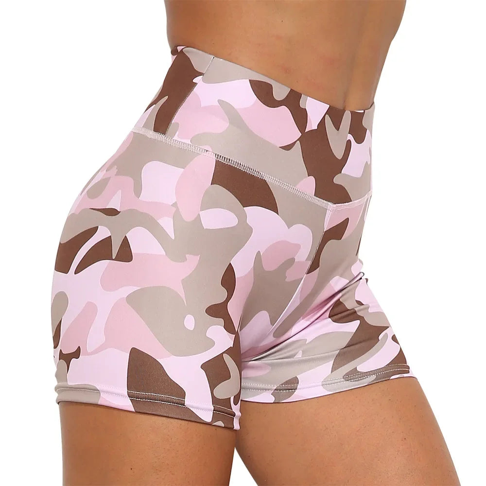 Camouflage Print Sports Running Push Up Yoga Short Pants Gym Workout Fitness Sexy Biker Booty Scrunch Hot Shorts Women Leggings