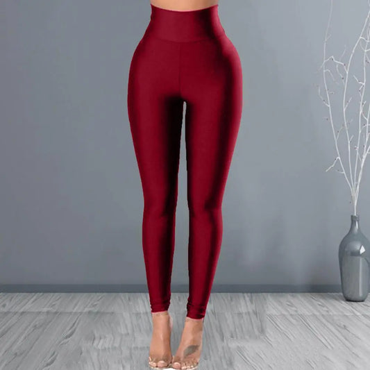 Running Pants Shiny Solid Pants Sexy Elastic High Waist Sweatpants Tights Sexy Women Yoga Pants Sportswear Leggings Women