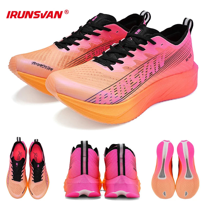 IRUNSVAN HEAT 2.0 Carbon Plate Sneakers Marathon Racing Professional Running Shoes Men Athletic Training Sport Shoes