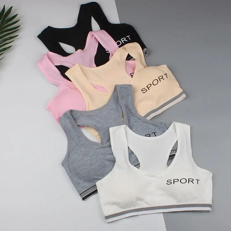 2022 New Pink Bra Girl Development Period Removable Padded Bra Middle School Student Vest Sports Bra Women's Top