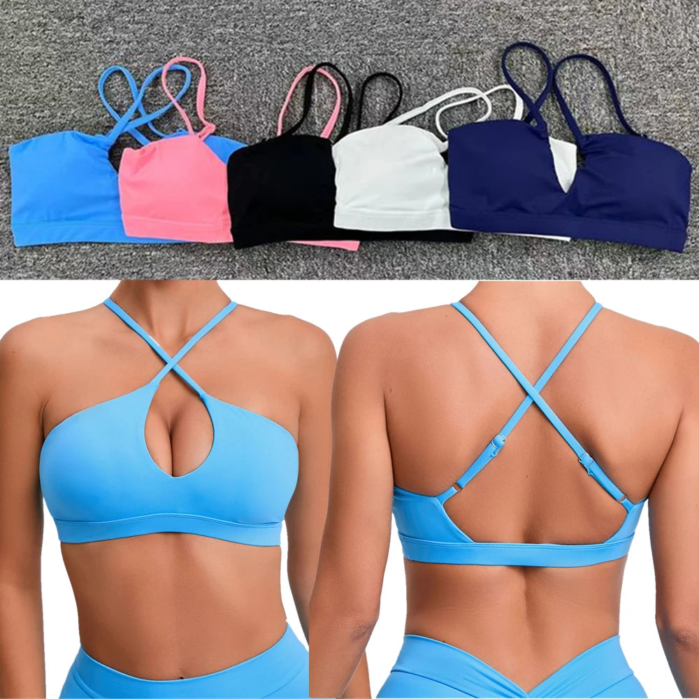 Hot Girl Hollow Out Running Sports Bra Fitness Yoga Bra Crop Tank Top Underwear Women Vest Shockproof Shirt Jogging Sportswear