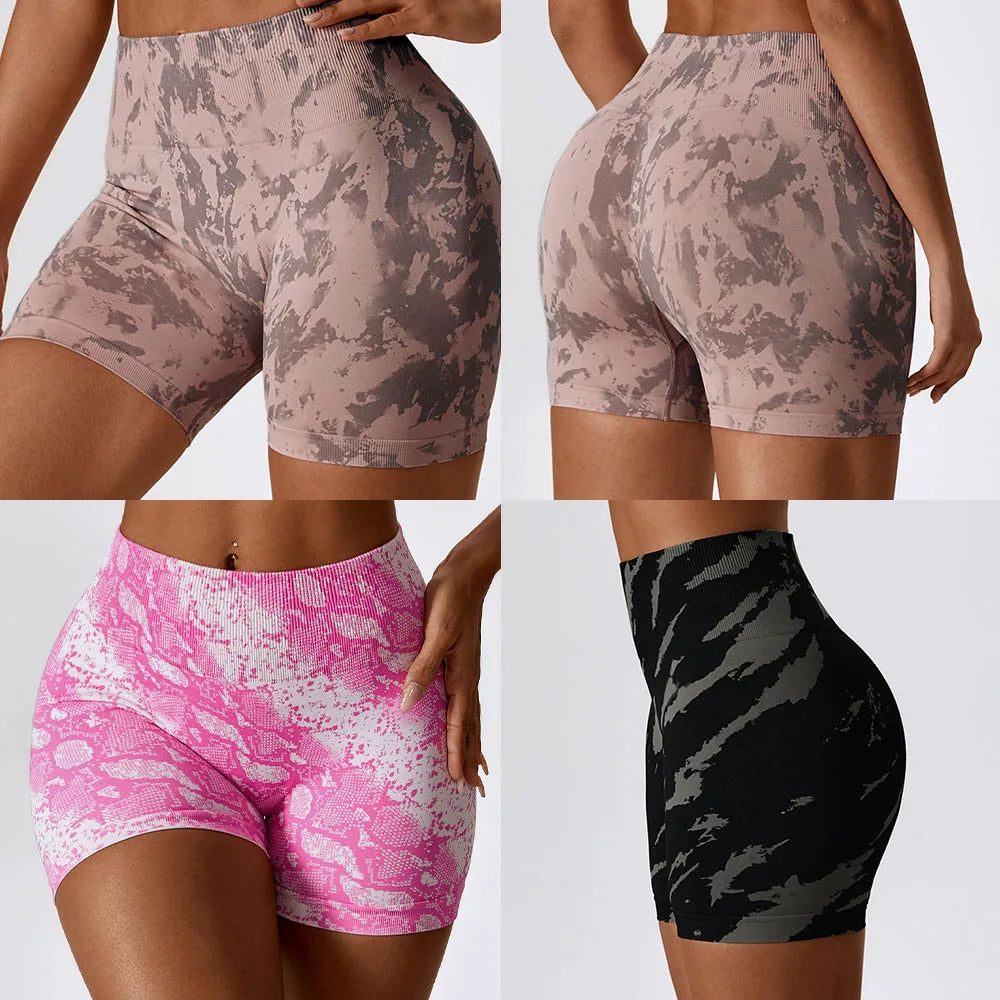 Women's Shorts High Waist Gym Shorts Women Sport Shorts Leopard Print Workout Vital Fitness Yoga Shorts Scrunch Butt Leggings